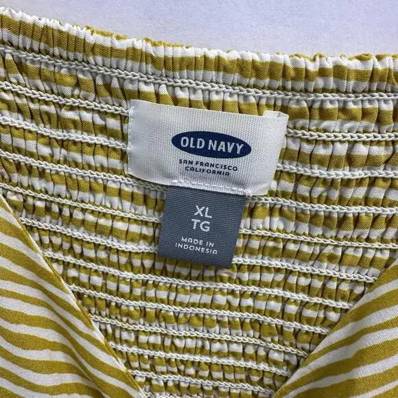 Old Navy Sz XL Mustard Striped Spaghetti Strap Dress And Cardigan Earthy Summer - Picture 5 of 9